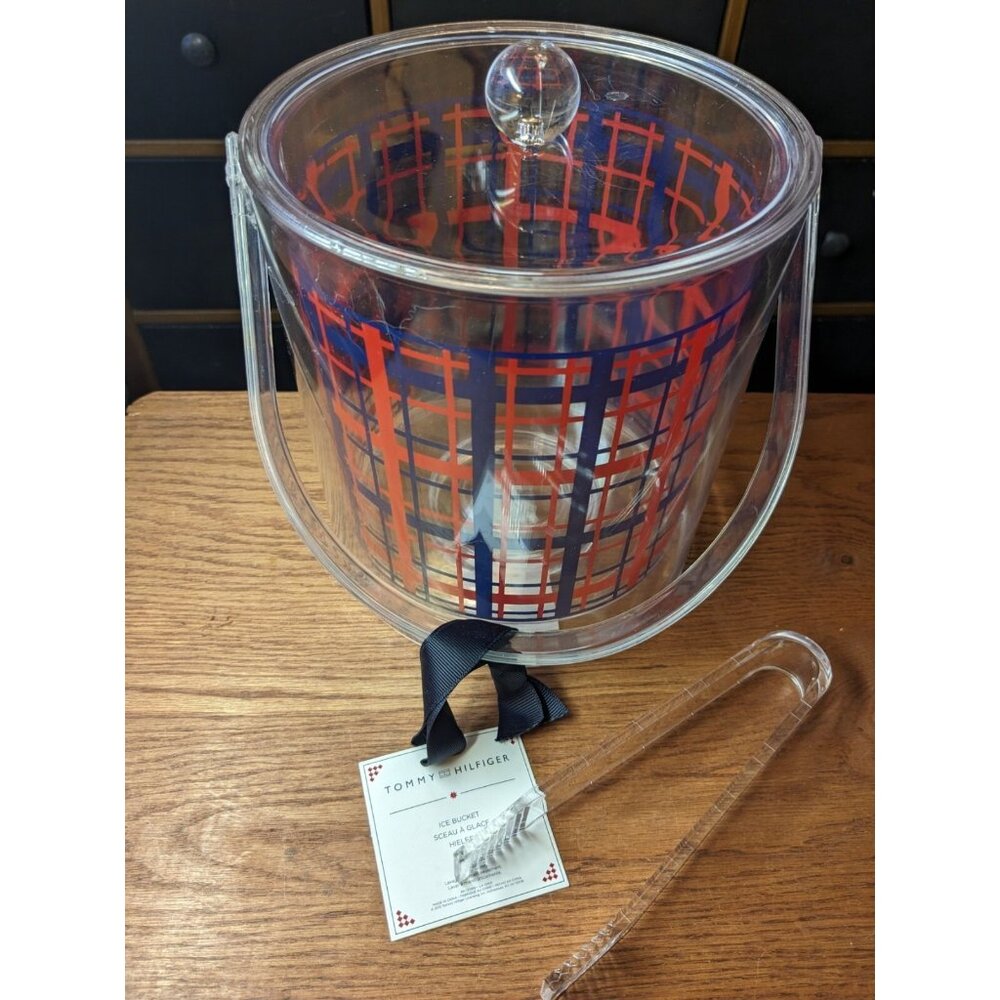 Tommy Hilfiger Ice Bucket Barware  Vintage Item w/ Tongs Tags SEE